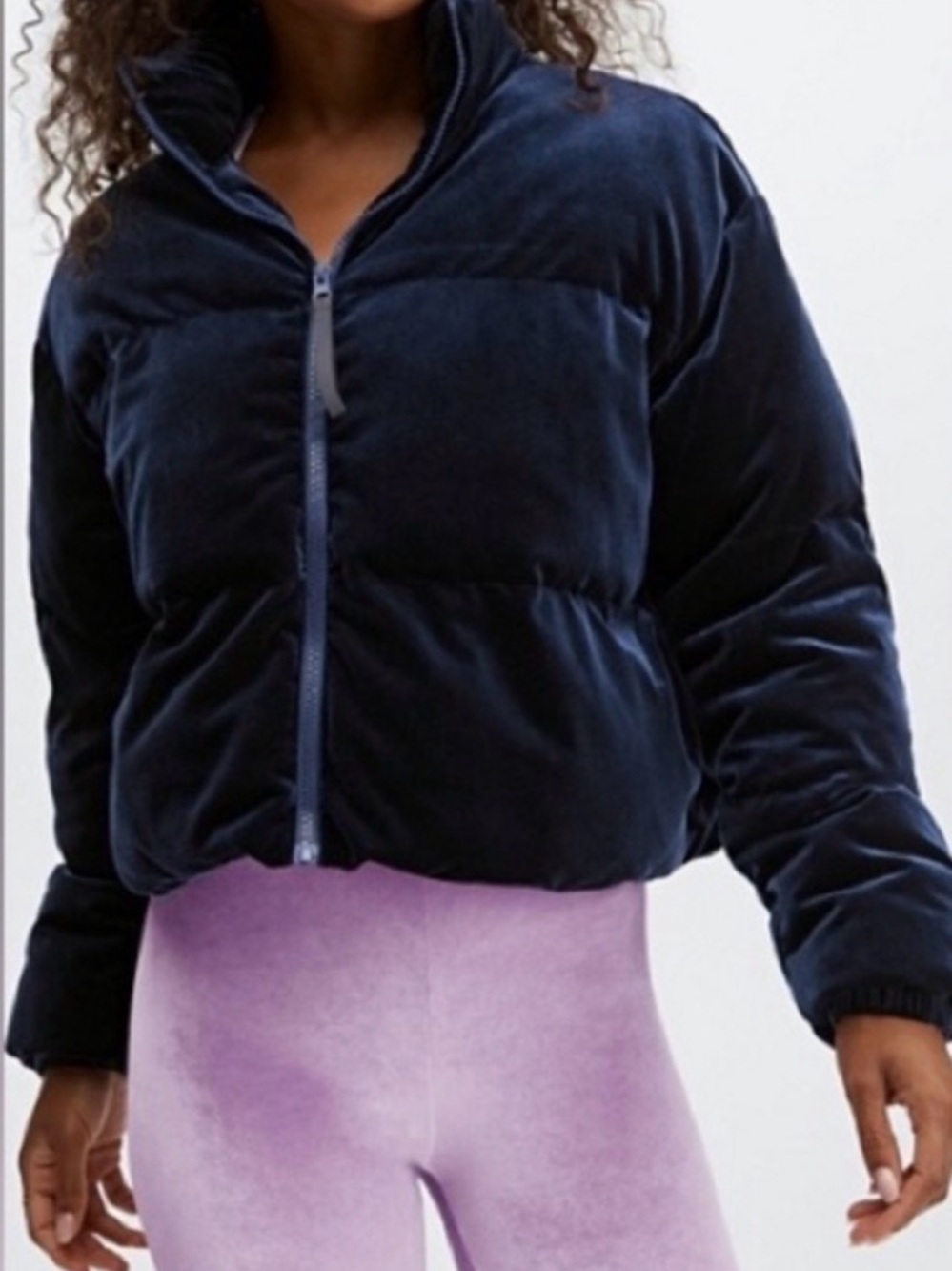 Fabletics Navy Velvet Puffer Jacket